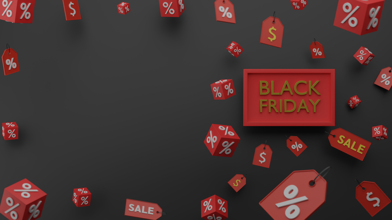 Black Friday sale red sign 3D render illustration